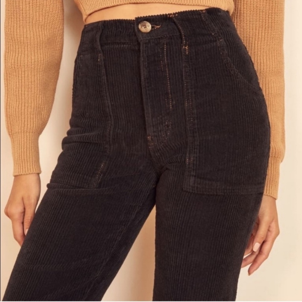 Reformation Daphne Corduroy Black Pants Size 28 Casuasl